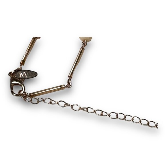 NY Faceted Iridencent Cream Glass Bead and Gold Statement Necklace - Picture 7 of 10